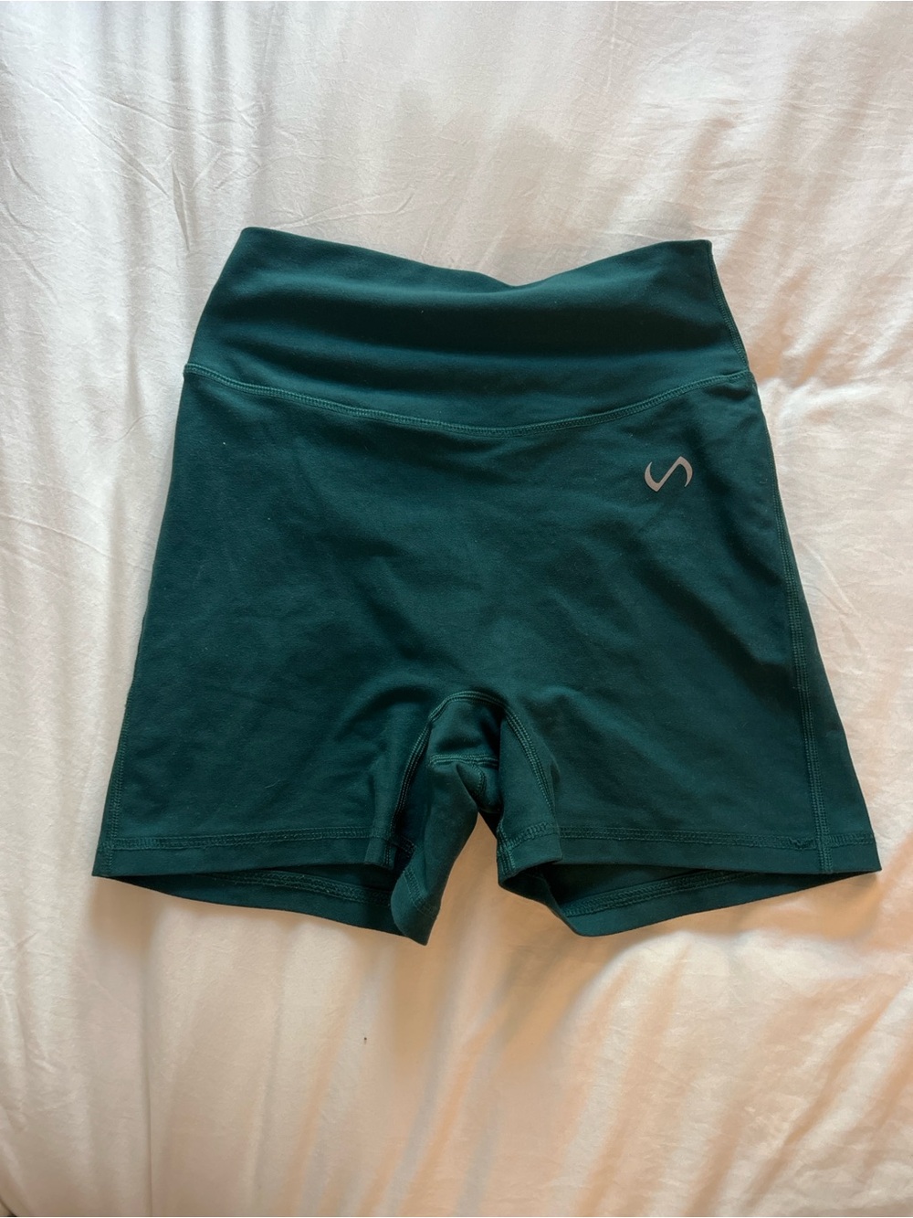 High-Waist Dark Teal Women’s Athletic Shorts